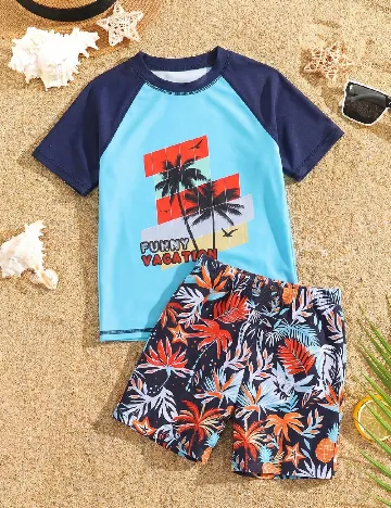 Costum de baie Shein Kids, albastru