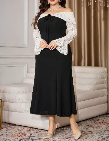 Rochie lunga SHEIN CURVE, alb/negru