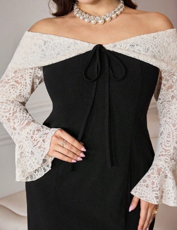 Rochie lunga SHEIN CURVE, alb/negru