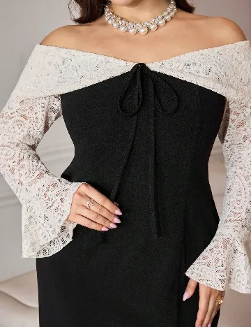 Rochie lunga SHEIN CURVE, alb/negru