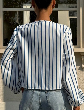 Bluza SHEIN, alb/albastru