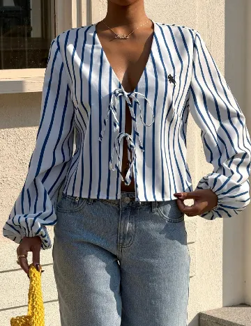 Bluza SHEIN, alb/albastru