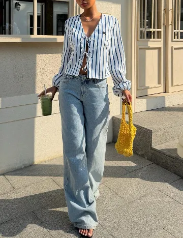 Bluza SHEIN, alb/albastru
