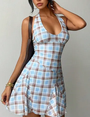 Rochie scurta SHEIN, albastru/maro