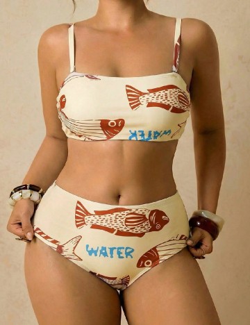 Costum de baie SHEIN CURVE, crem