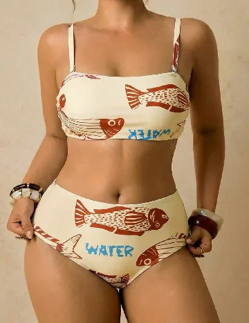 Costum de baie SHEIN CURVE, crem