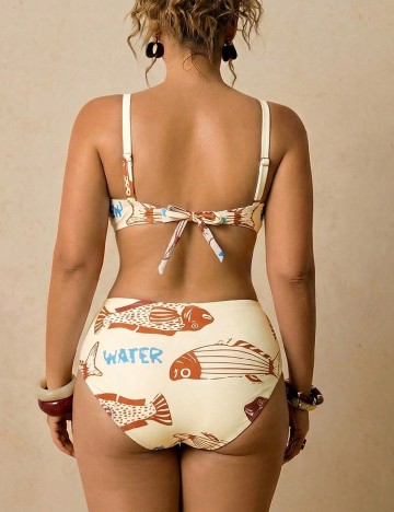 Costum de baie SHEIN CURVE, crem