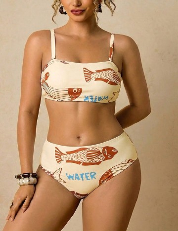 Costum de baie SHEIN CURVE, crem