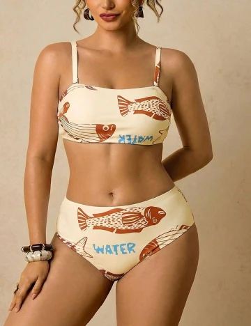Costum de baie SHEIN CURVE, crem