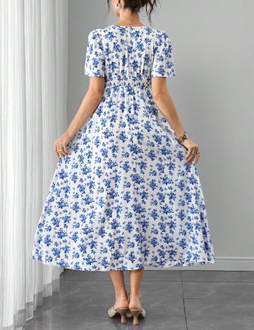 Rochie lunga SHEIN Maternity, albastru/alb