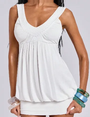 Rochie scurta Romwe, alb