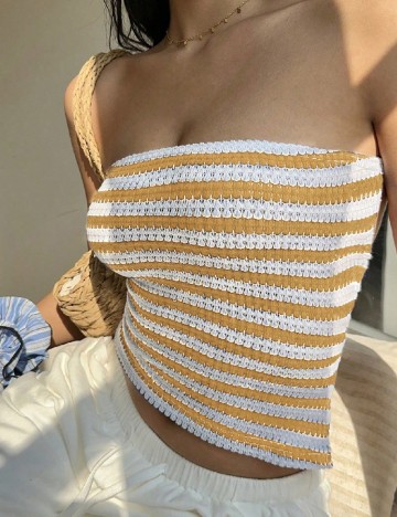Top SHEIN, maro/alb