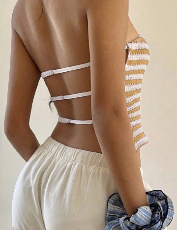 Top SHEIN, maro/alb