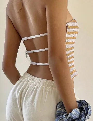 Top SHEIN, maro/alb