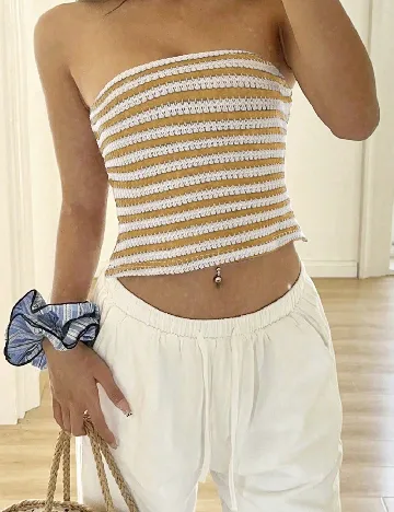 Top SHEIN, maro/alb
