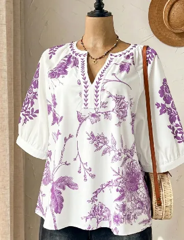 Bluza SHEIN CURVE, alb/mov