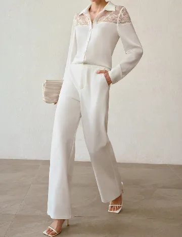Pantaloni MOTF, alb