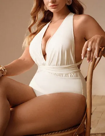 Costum de baie SHEIN CURVE, ecru