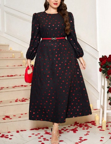 Rochie lunga SHEIN CURVE, negru/rosu