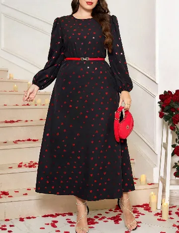 Rochie lunga SHEIN CURVE, negru/rosu