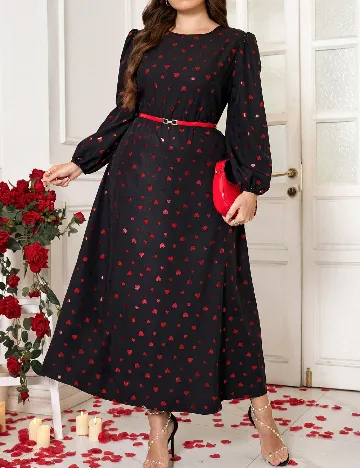 Rochie lunga SHEIN CURVE, negru/rosu