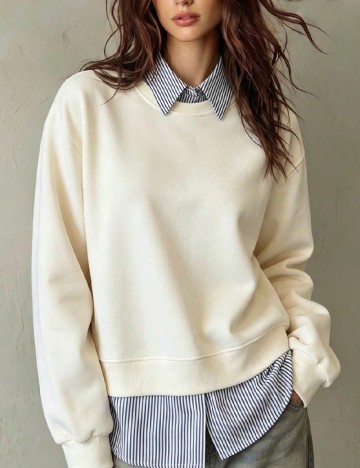 Bluza SHEIN, crem/albastru