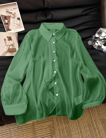 Camasa SHEIN CURVE, verde