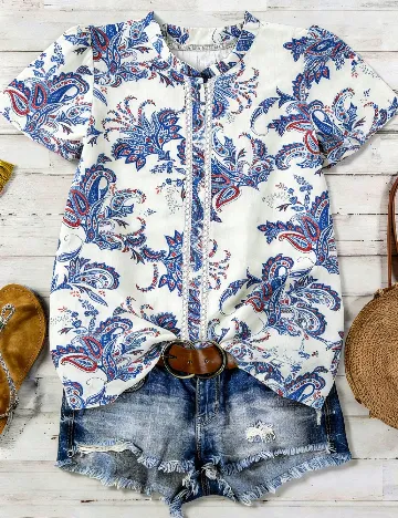 Bluza SHEIN CURVE, alb/albastru