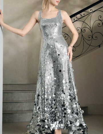 Rochie lunga Anewsta, argintiu