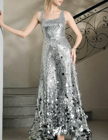 Rochie lunga Anewsta, argintiu
