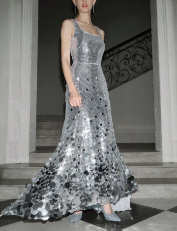 Rochie lunga Anewsta, argintiu