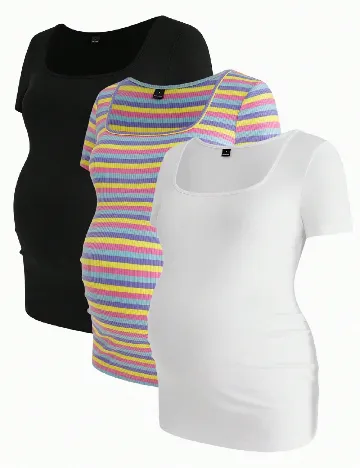 Set Tricouri 3 bucati SHEIN Maternity, mix culori