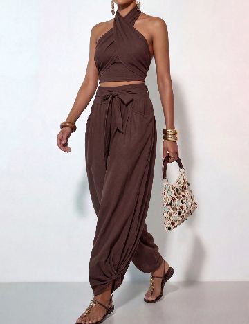 Pantaloni SHEIN, maro