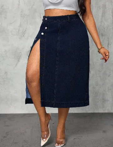 Fusta SHEIN CURVE, bleumarin inchis
