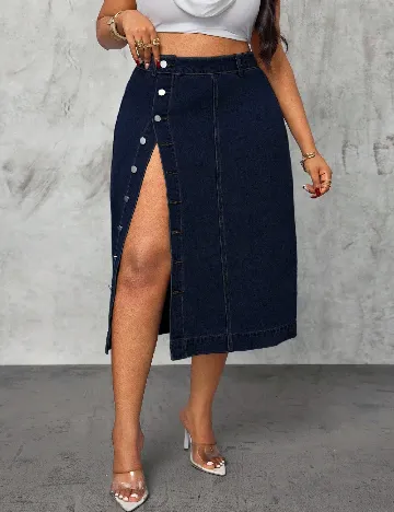 Fusta SHEIN CURVE, bleumarin inchis