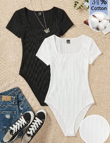 Set body SHEIN, alb/negru
