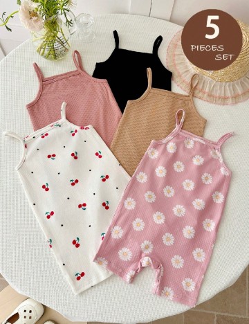Set salopete 5 bucati Shein Kids, mix culori
