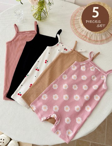 Set salopete 5 bucati Shein Kids, mix culori