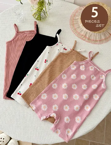 Set salopete 5 bucati Shein Kids, mix culori