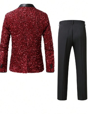 Costum SHEIN, rosu/negru