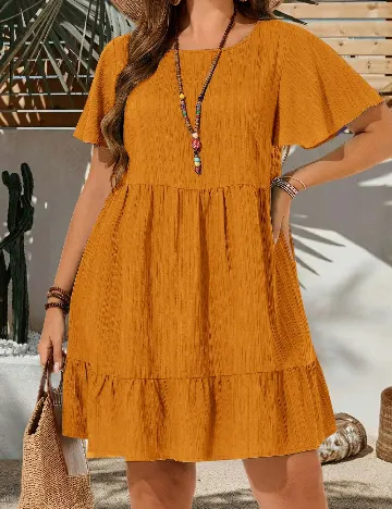 Rochie scurta Emery Rose Curve, maro