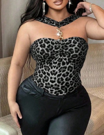 Top SHEIN CURVE, negru/gri