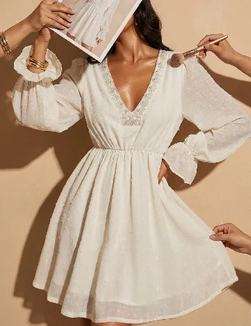 Rochie scurta SHEIN, ecru