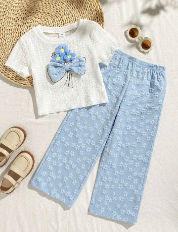 Compleu Shein Kids, bleu/alb