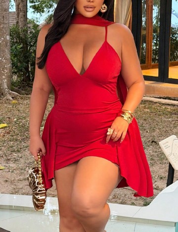 Rochie scurta SHEIN CURVE, rosu