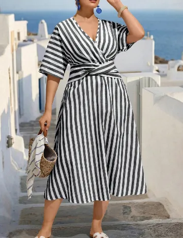 Rochie lunga SHEIN CURVE, alb/gri