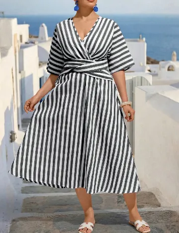 Rochie lunga SHEIN CURVE, alb/gri