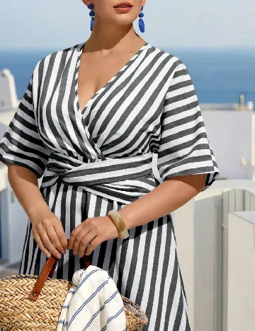 Rochie lunga SHEIN CURVE, alb/gri