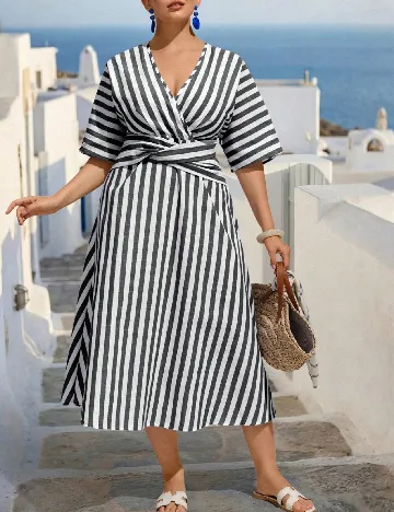 Rochie lunga SHEIN CURVE, alb/gri