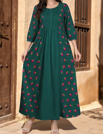 Rochie lunga SHEIN, verde/roz